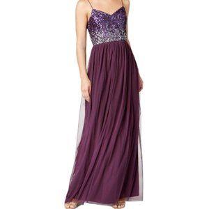 Adrianna Papell Long Spaghetti Strap Sequin Dress